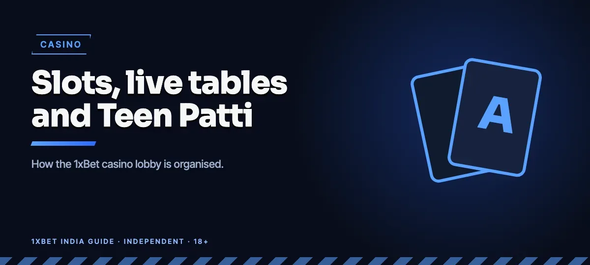 1xBet India Guide — How the 1xBet casino lobby is organised